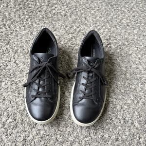 ECCO Soft 7 Casual Lace Up Black Leather Sneakers Women's Size 7-7.5 EU 38